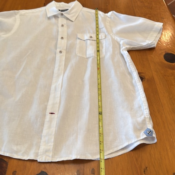 100% Linen CREMIEUX Collection White Short Sleeve Shirt - Picture 5 of 10
